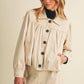 Faux Suede Gathered Yoke Blouson Jacket