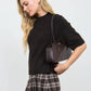Crewneck Short Sleeve Rib Hem Pullover Sweater