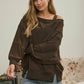 Tiered Sleeve Boat Neck Exposed Seam Knit Top