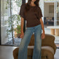 Knit Polyester Spandex Boatneck Short Sleeve Top
