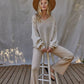 Sweater Knit Crochet Round Neck Long Sleeve Top