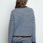 Striped Button Down Long Sleeve Contrast Cardigan