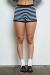 Striped Contrast Sweater Knit Mini Shorts