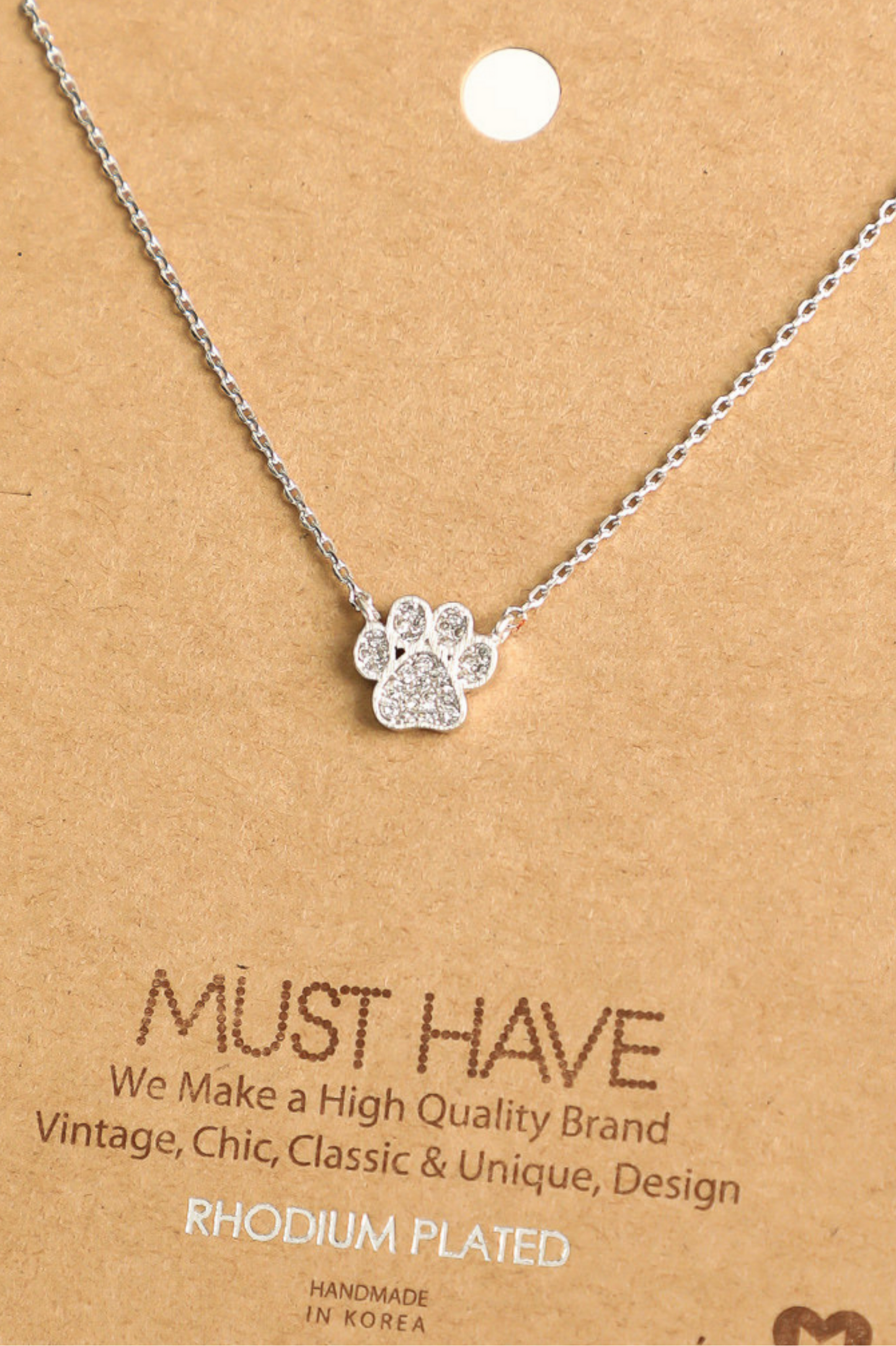 Dog Paw Print Charm Necklace