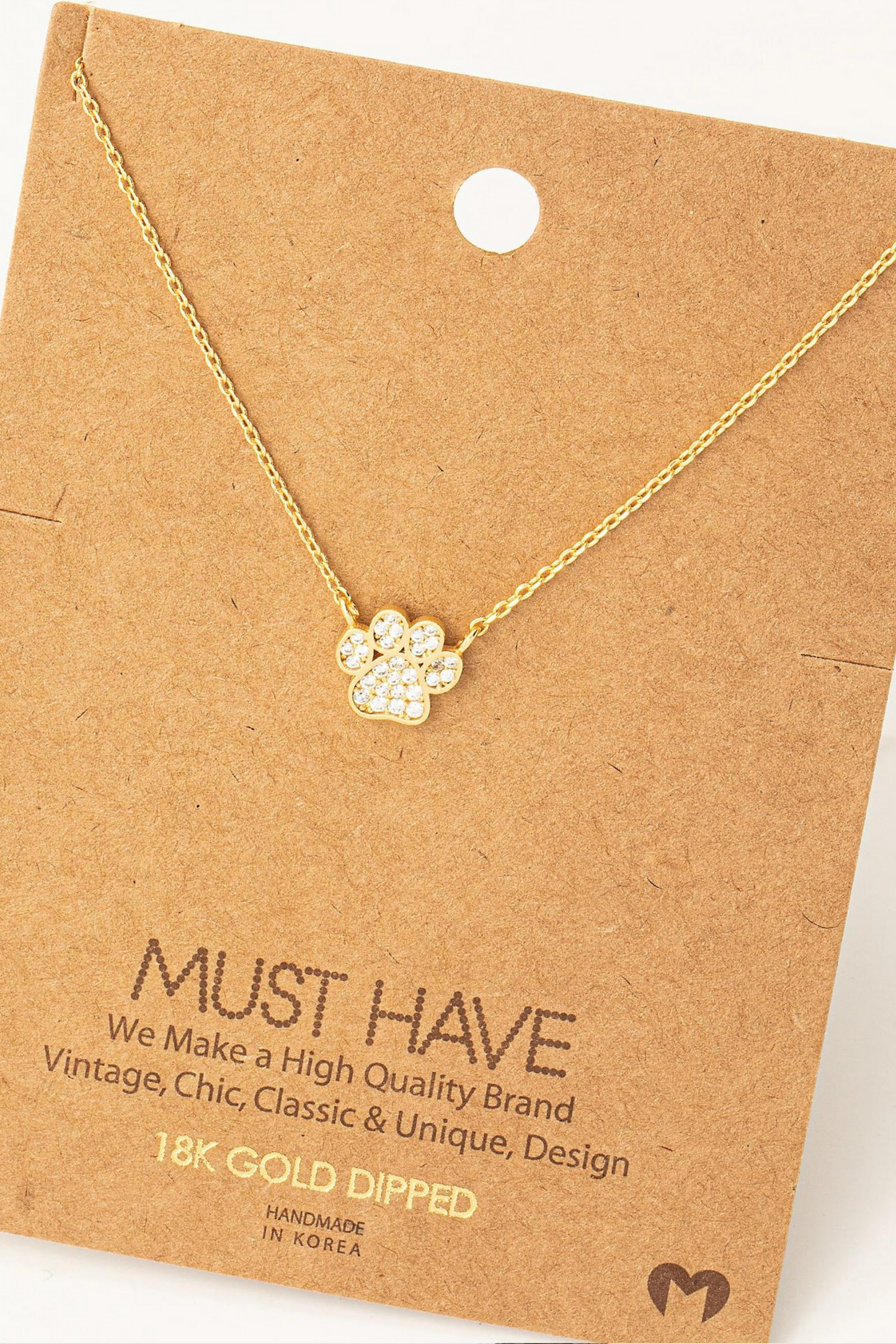 Dog Paw Print Charm Necklace