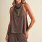 Mocha Suede Cowl Neck Top