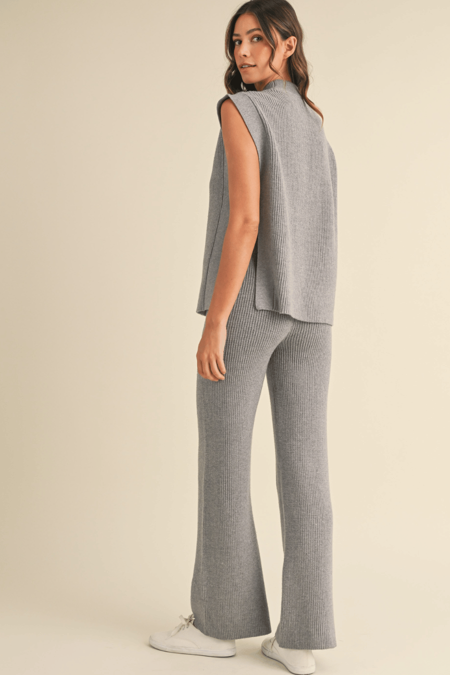 Open Side Knit Sweater Vest and Pants Set