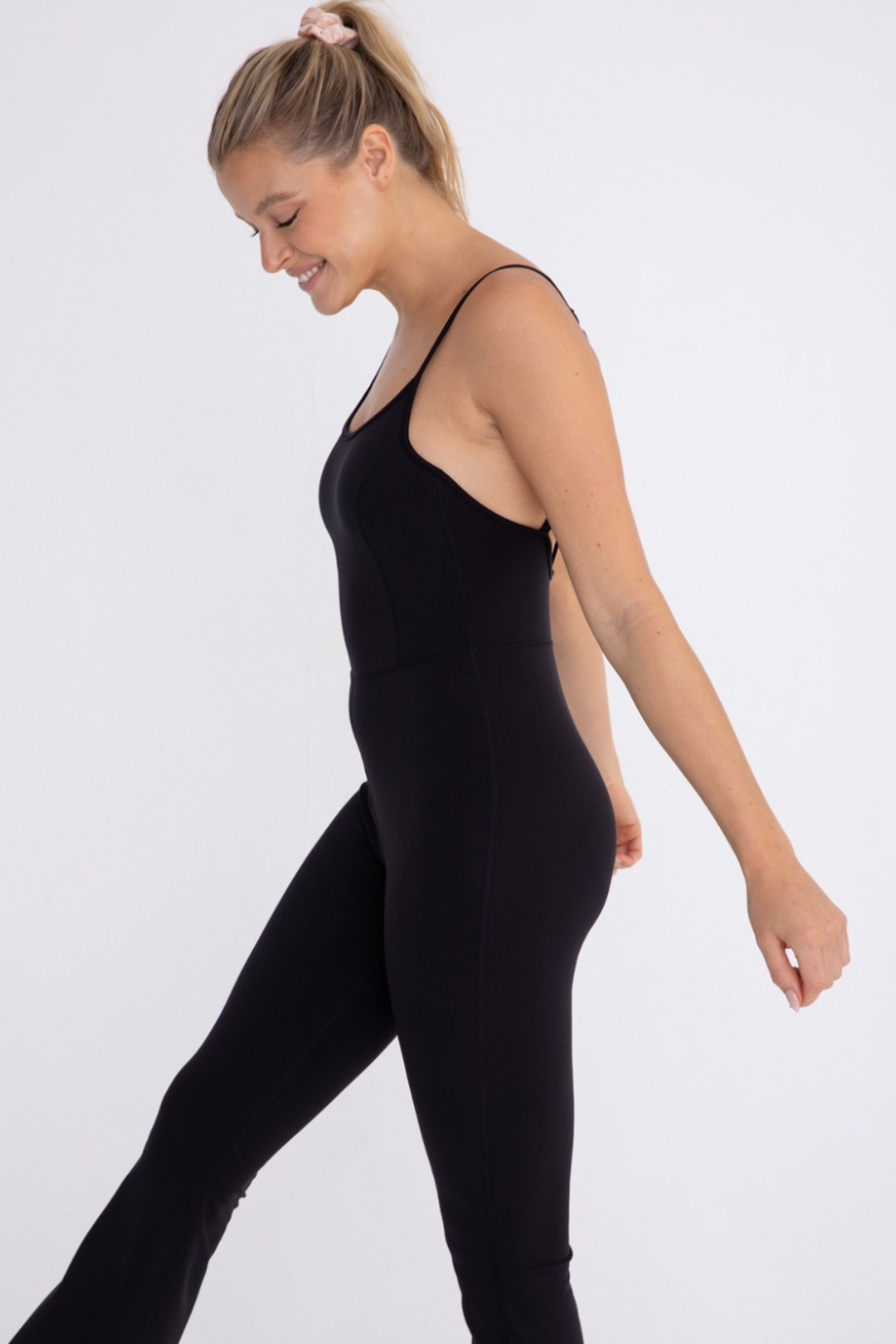 Criss Cross Strap Flared Athleisure Jumpsuit