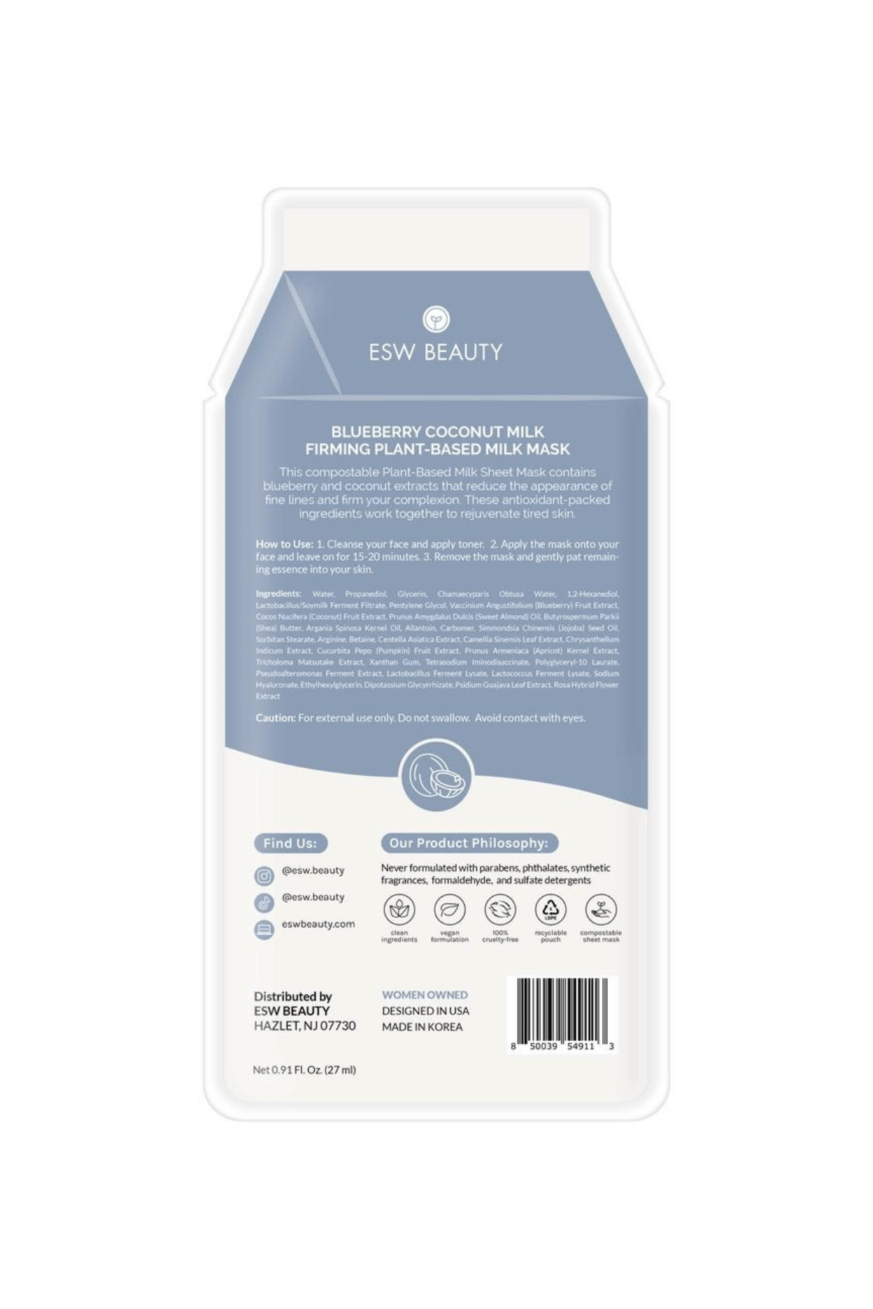 ESW Beauty Blueberry Coconut Milk Firming Plant-Based Milk Mask