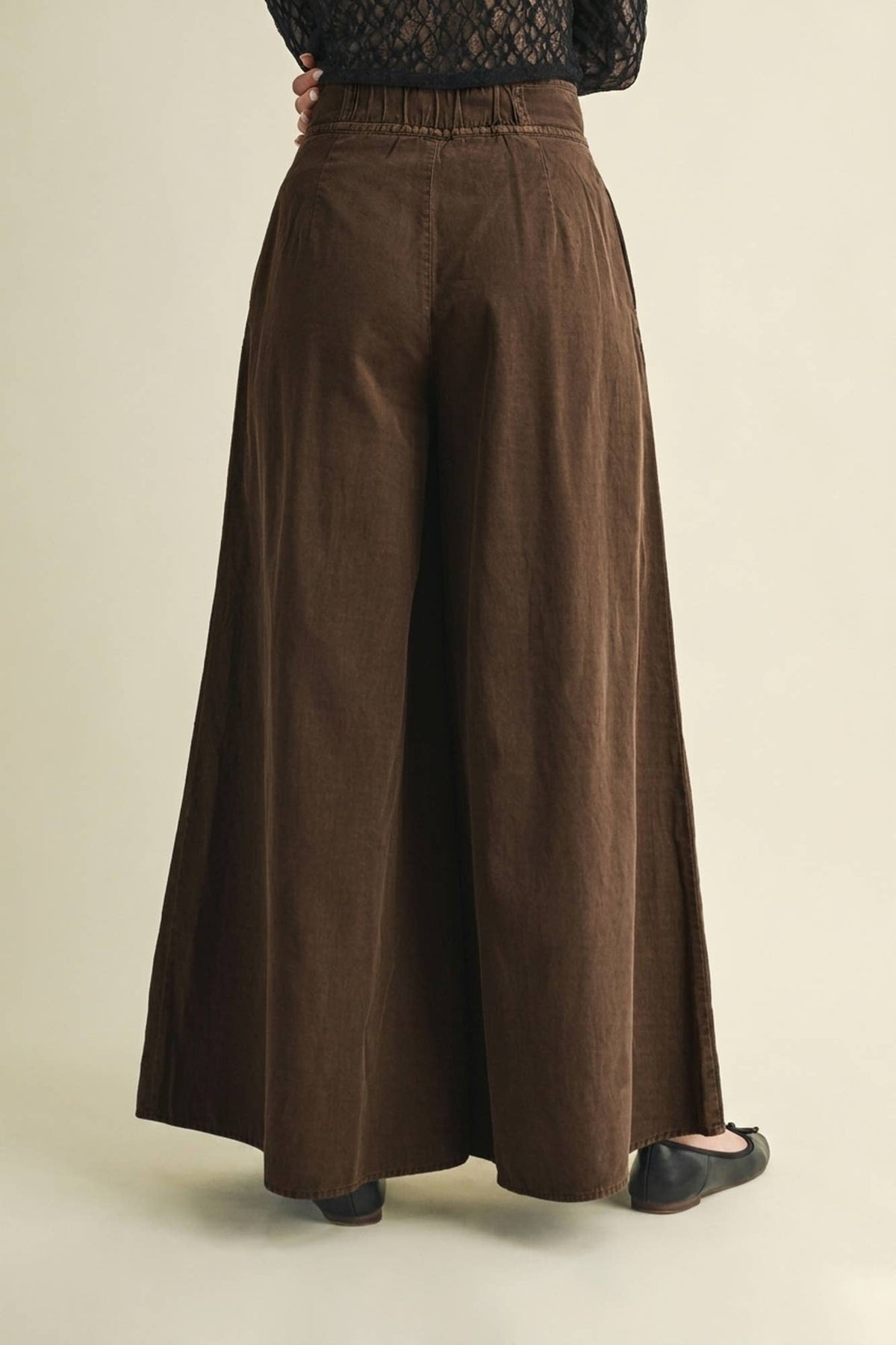 High-Waist Pleated Yoke Palazzo Pant