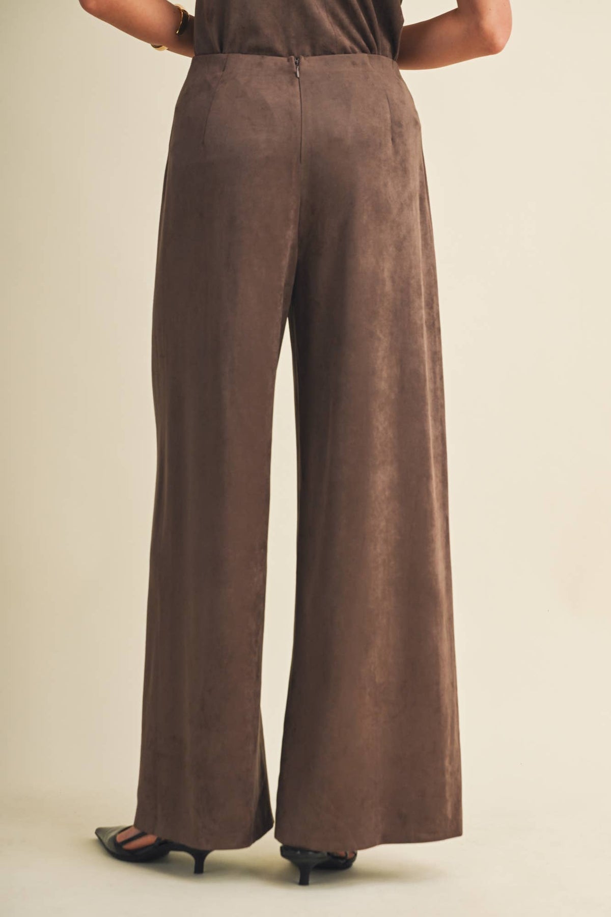 Wide-Leg Sueded Knit Trousers