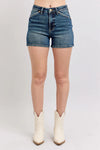 Dark Wash Denim Shield Pocket Shorts