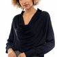 Draped Cowl Neck Blouse with Buttoned Cuffs
