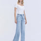 High Rise Drawstring Waistband Wide Leg Jeans