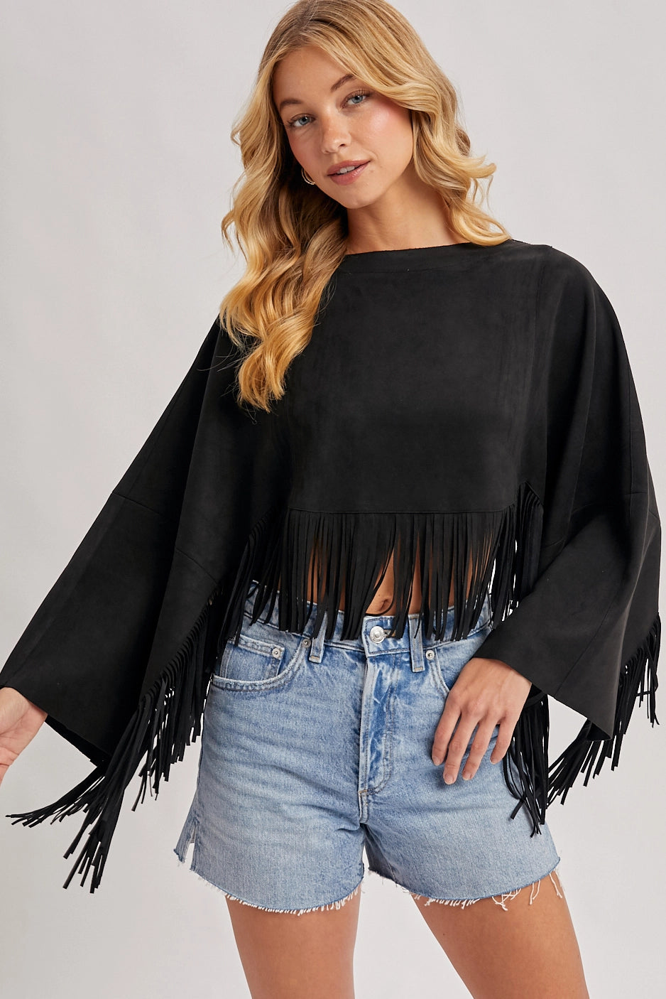 Western Bohemian Suede Fringe Cape