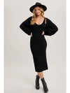V-Neck Knit Midi Dress and Knit Shrug Set