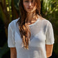 Knit Sweater Viscose Nylon See Through Crew Neck Top