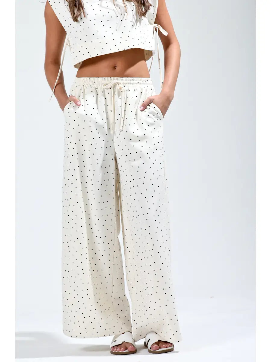 Elastic Waist Polka Dot Pants