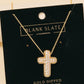 Gold Dipped Cz Pave Bubble Cross Pendant Necklace