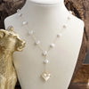 Pearl Lariat Necklace with Puffy Heart Pendant
