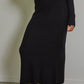 Knit Ribbed Sweater Waist Flare Midi Skirt
