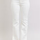 High Waist White Side Slit Slim Bootcut Jeans