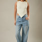 High Waisted Wide Leg Cuffed Jeans