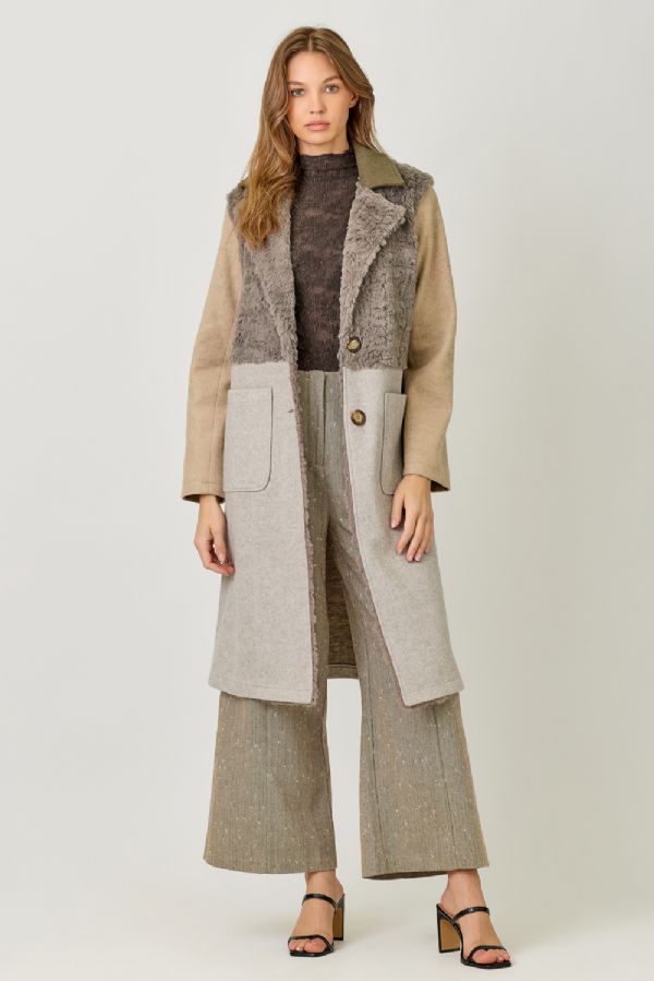 Color Blocked Long Coat