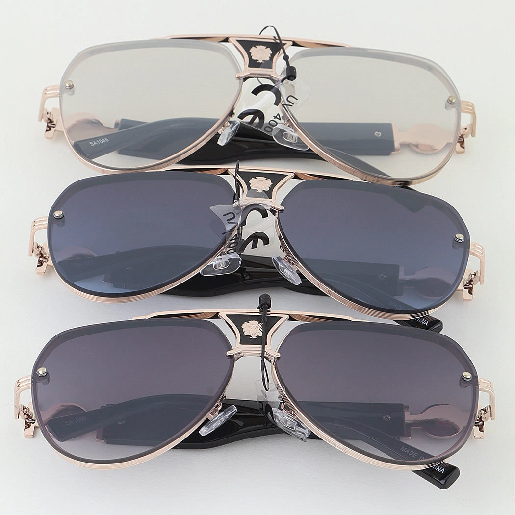 Modern Lion Emblem Aviator Sunglasses