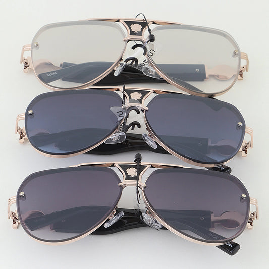 Modern Lion Emblem Aviator Sunglasses
