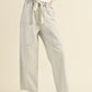 Stripe and Washed Effect Barrel Shape Pants