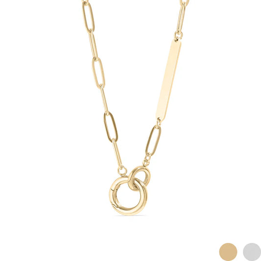 18K Gold Engravable Paperclip Charm Holder Necklace