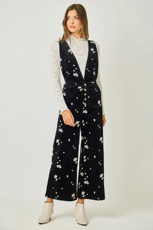 Embroidered Corduroy Jumpsuit