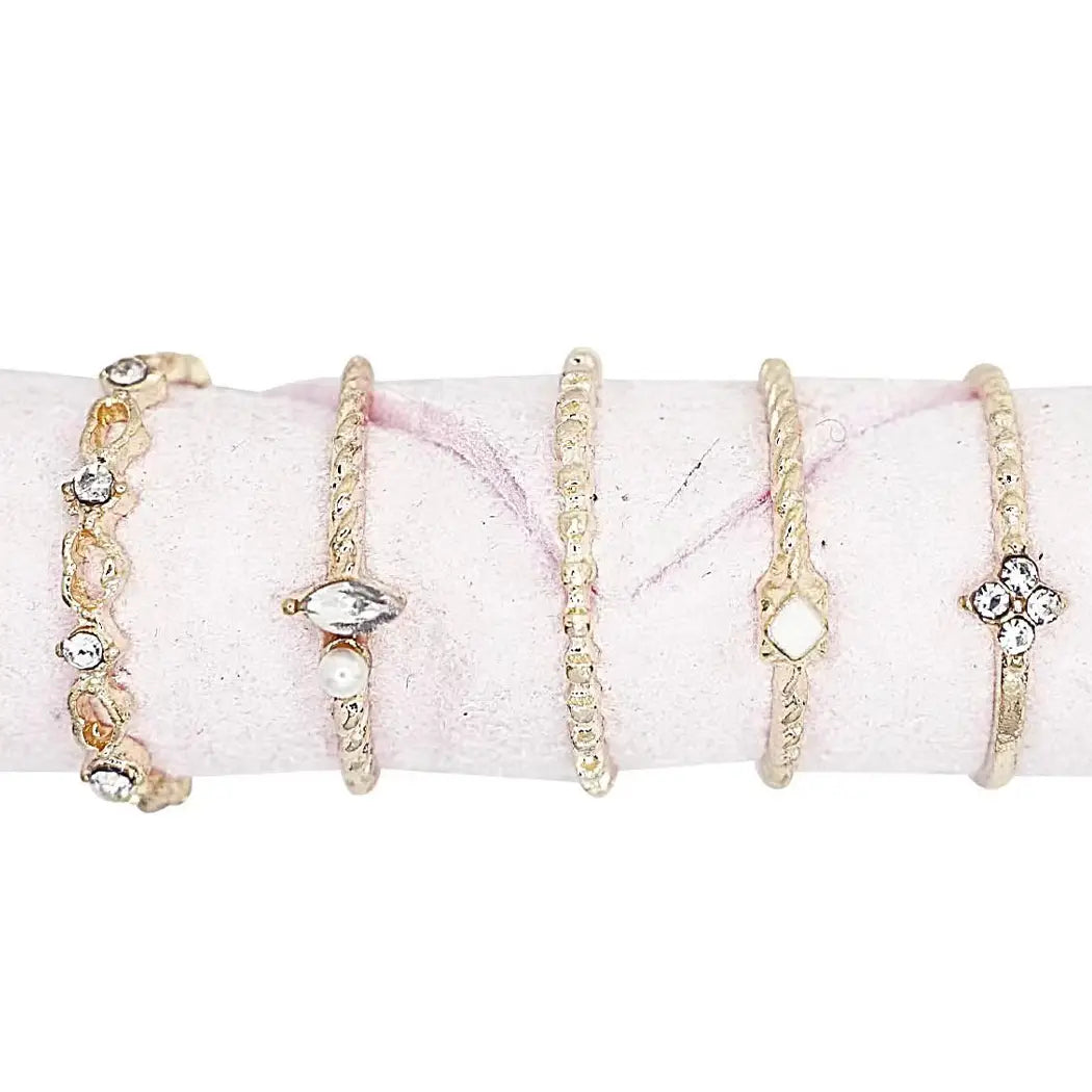 5PC Assorted Design Fashion Gold Ring Set
