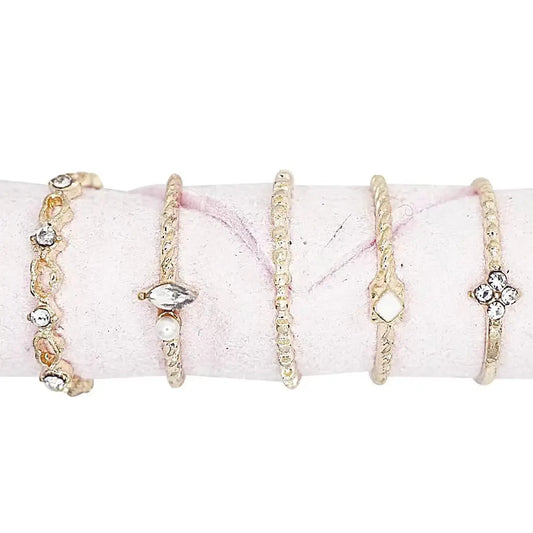 5PC Assorted Design Fashion Gold Ring Set