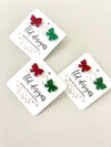 Christmas glitter bow earrings