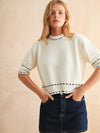 Stitch Effect Detail Short Sleeve Top