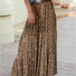 Western Floral Print Ruffled Hem High Waist Loose Maxi Skirt
