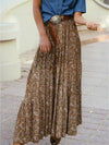 Western Floral Print Ruffled Hem High Waist Loose Maxi Skirt