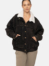 Sherpa Collar Oversized Denim Jacket