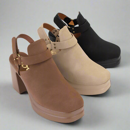 Platform Harness Strap Open Heel Booties