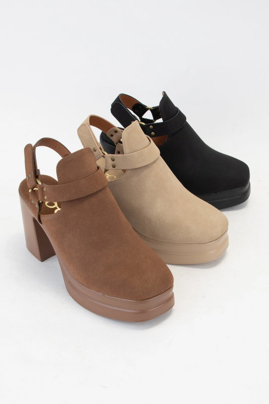 Platform Harness Strap Open Heel Booties