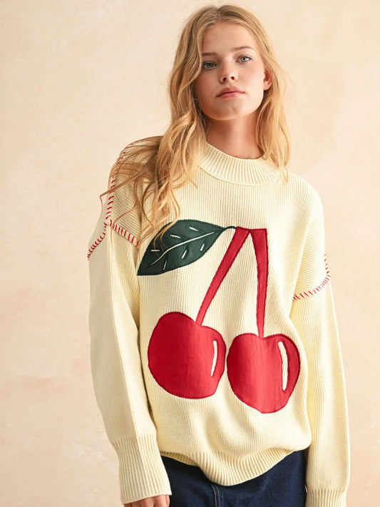 Cherry Patch Front Sweater Top
