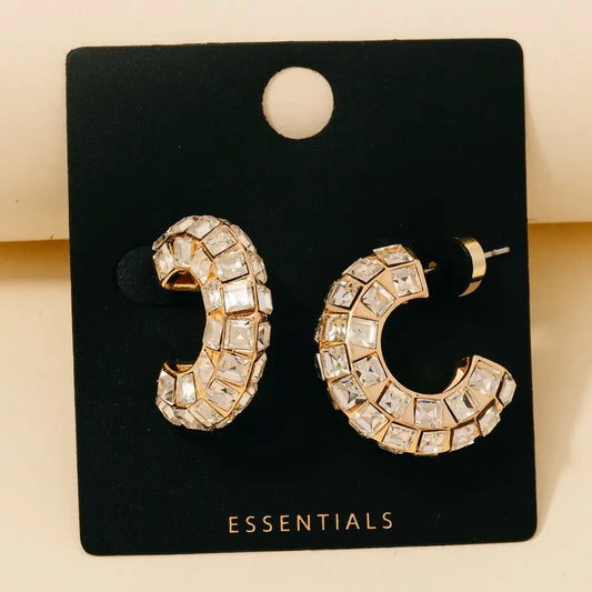 Gold Dipped Square Cz Pave Tube Hoop Earrings