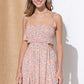 Smocked Front Side Cut Out Slash Tassel Tie Mini