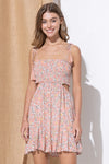 Smocked Front Side Cut Out Slash Tassel Tie Mini