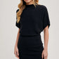 Mock Neck Dolman Sleeved Knit Sweater Mini Dress