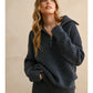 Waffle Pattern Half Zip Up Sweater Top