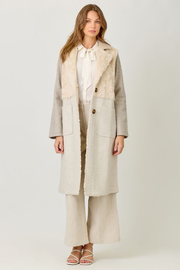 Color Blocked Long Coat