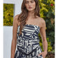 Woven Tribal Print Back Smoked Tube Top